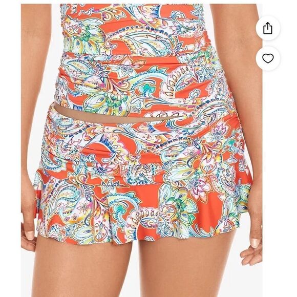 NWT Lauren Ralph Lauren MULTI PAISLEY Ruffle Skirted Hipster Bikini Swim Bottom - Picture 1 of 6